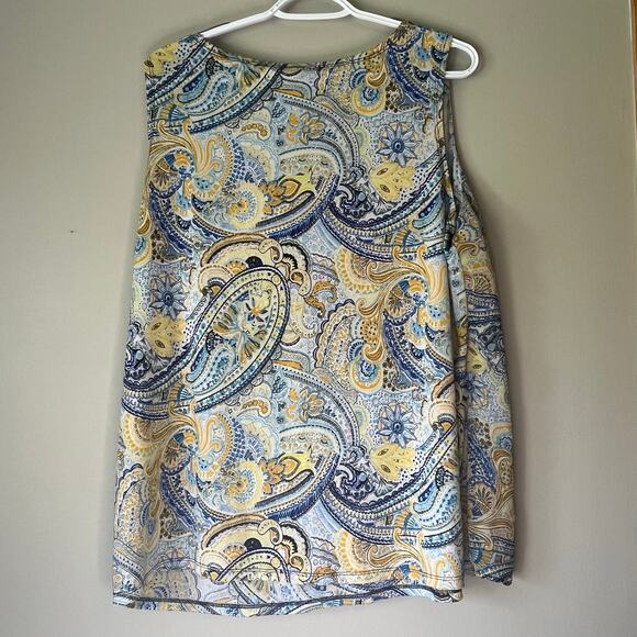 Roz & Ali Blue / Yellow Patterned Tank Top Size 2X - Picture 2 of 10